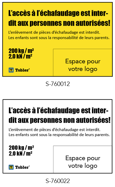 Panneaux avec indication de la charge Tobler AG